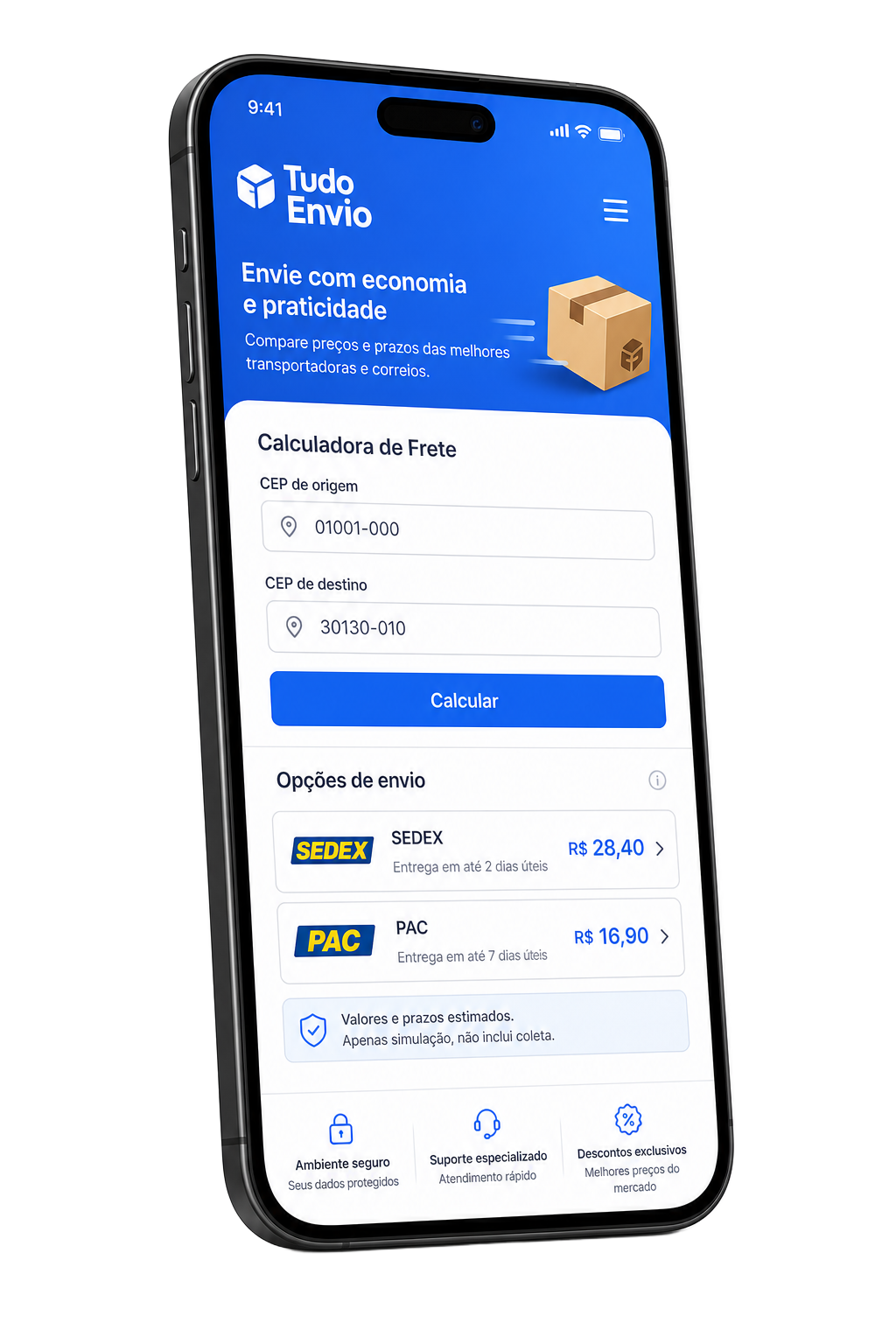 Aplicativo Tudo Envio em um smartphone